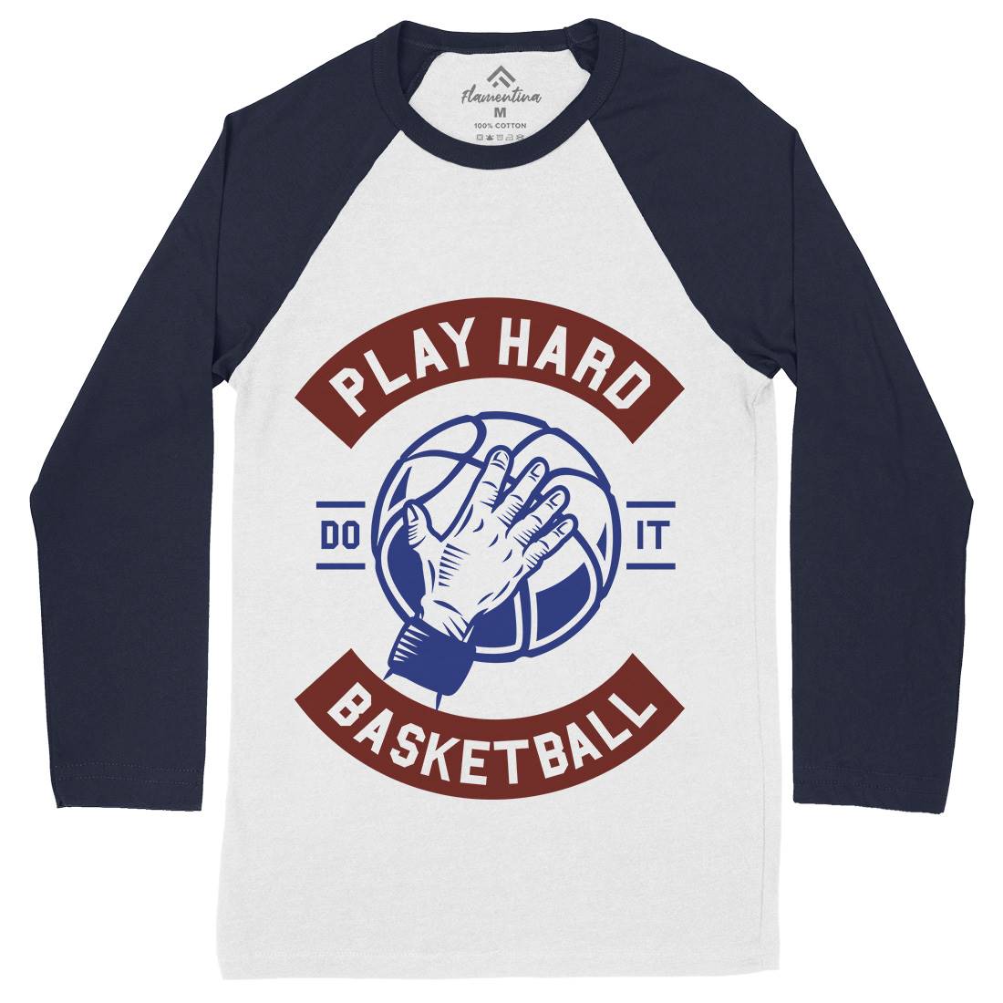 Play Hard Basketball Mens Long Sleeve Baseball T-Shirt Sport A261