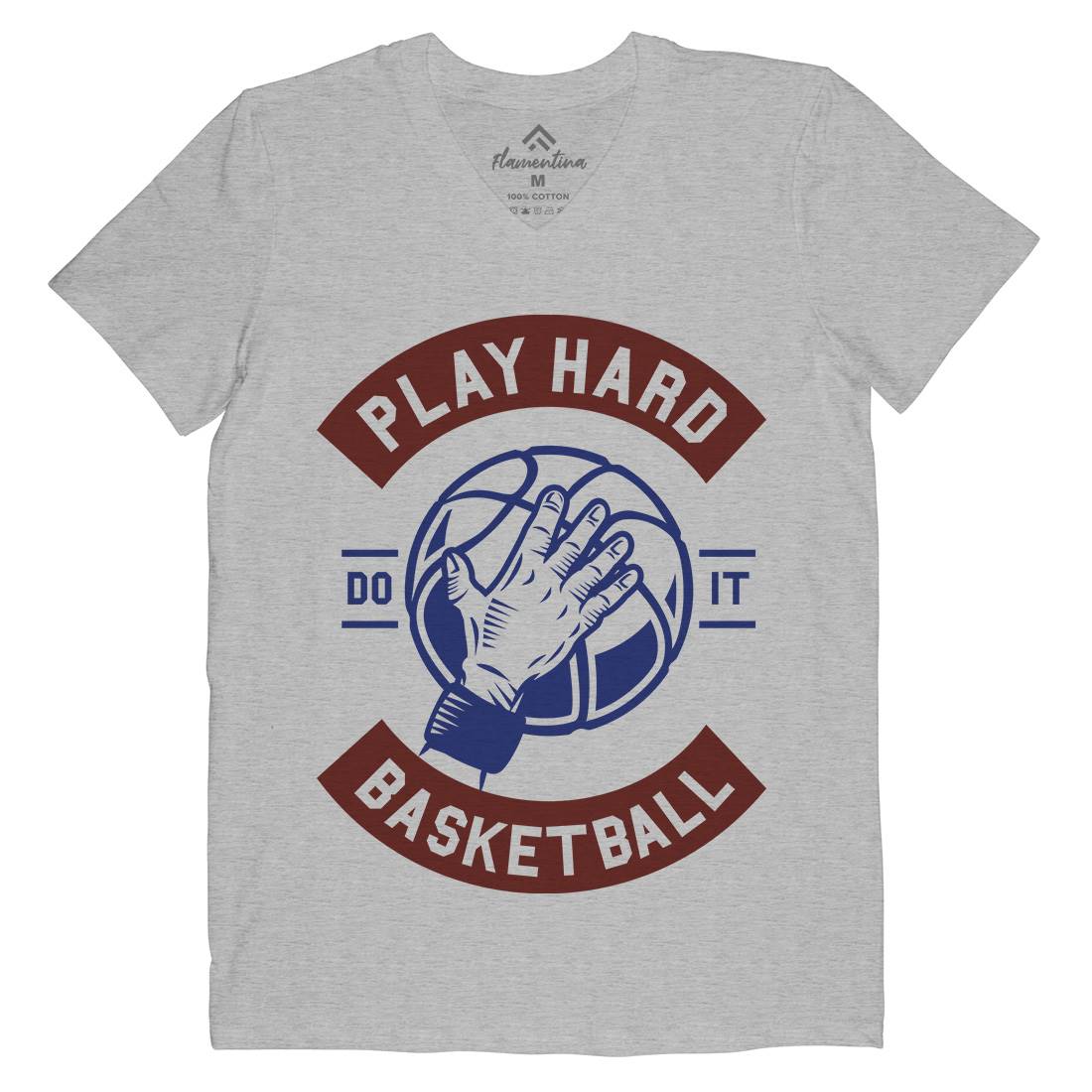 Play Hard Basketball Mens Organic V-Neck T-Shirt Sport A261