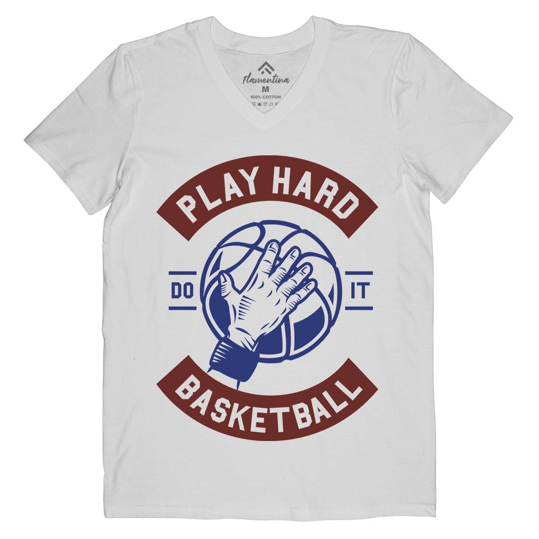Play Hard Basketball Mens Organic V-Neck T-Shirt Sport A261