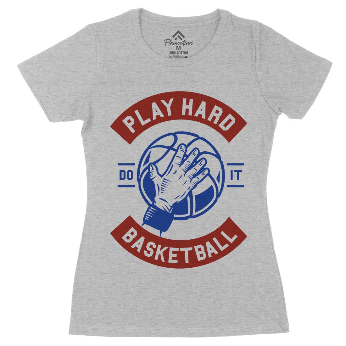 Play Hard Basketball Womens Organic Crew Neck T-Shirt Sport A261