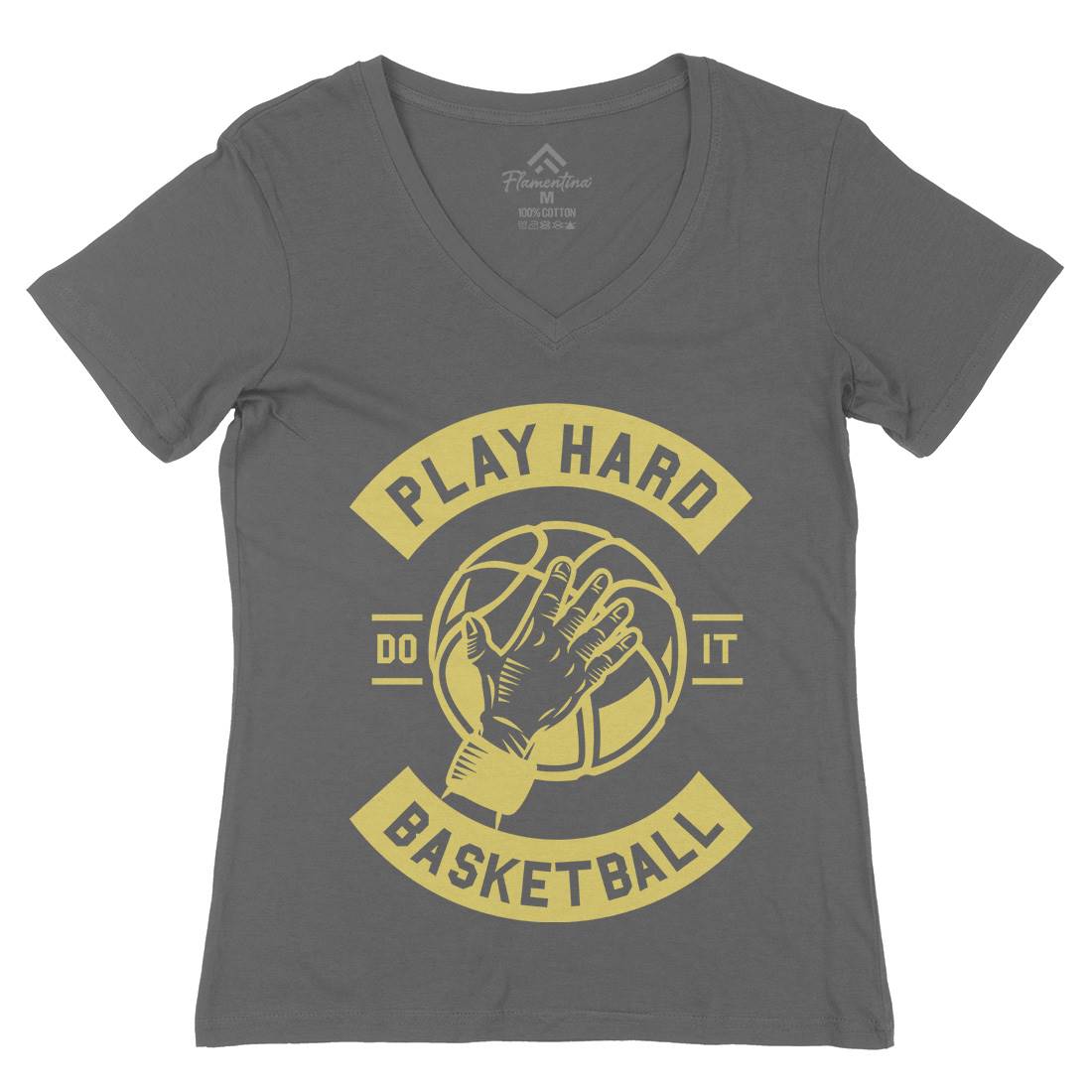 Play Hard Basketball Womens Organic V-Neck T-Shirt Sport A261