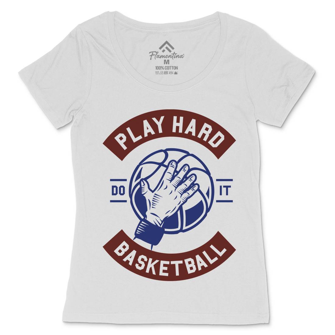 Play Hard Basketball Womens Scoop Neck T-Shirt Sport A261