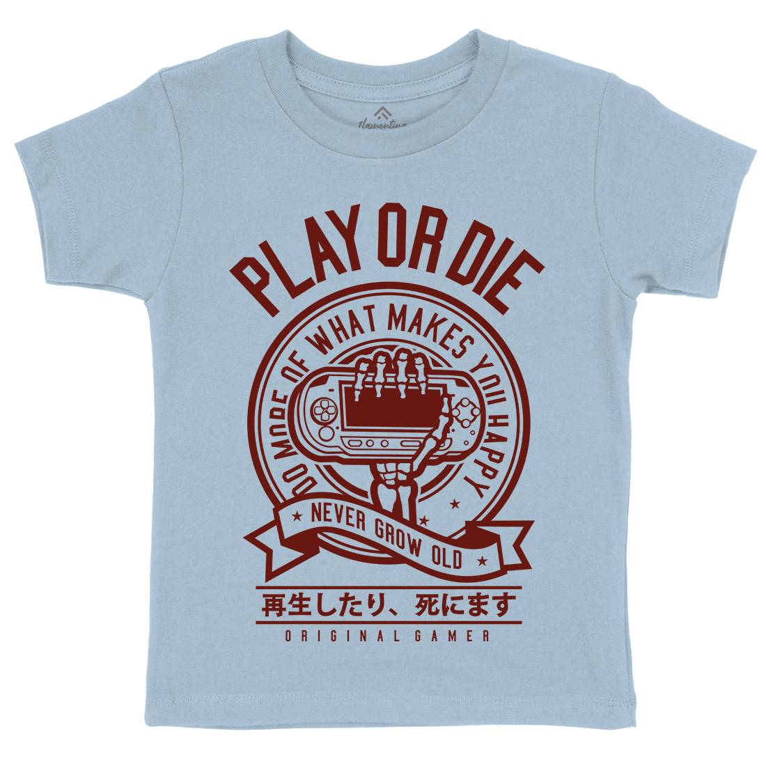 Play Or Die Kids Crew Neck T-Shirt Geek A262