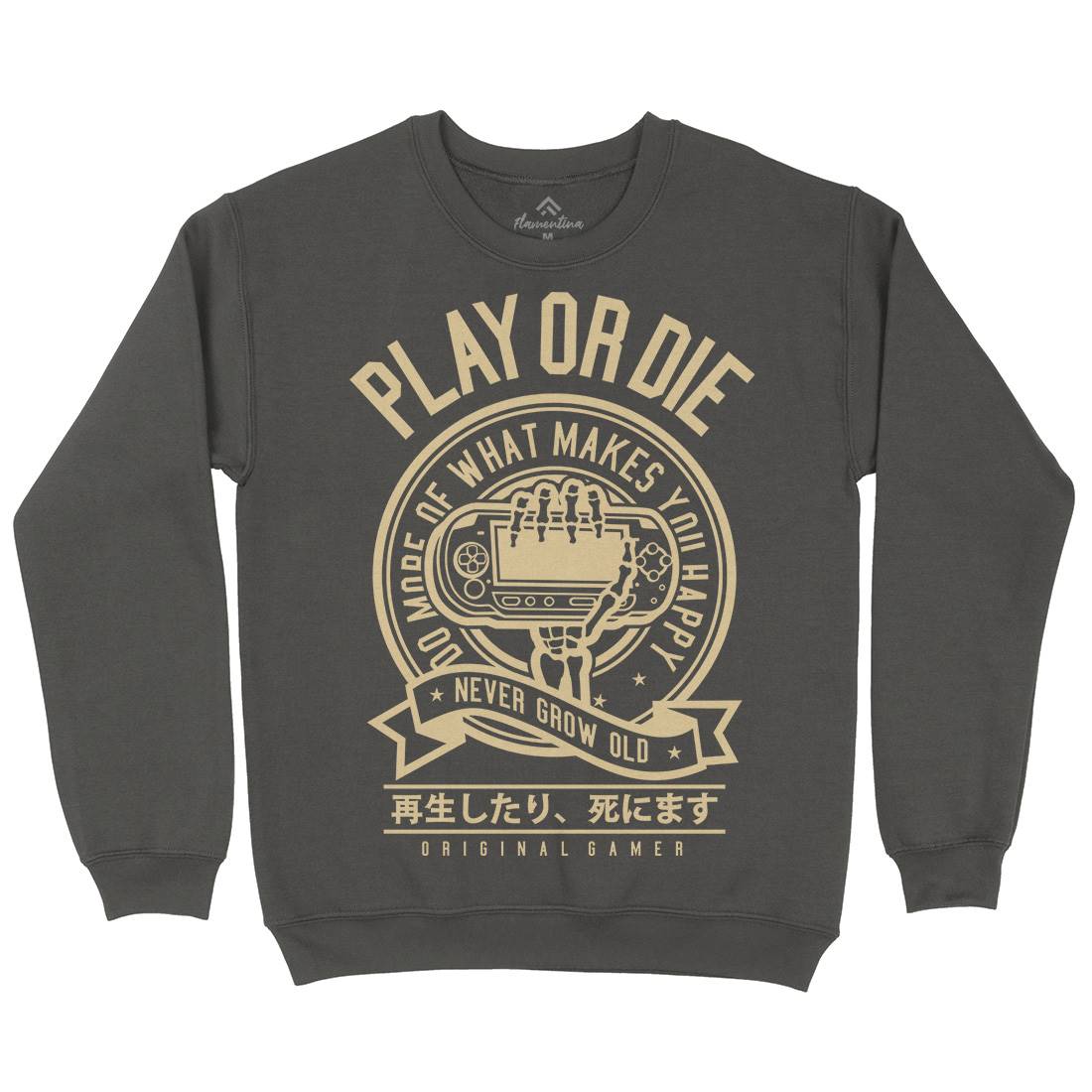 Play Or Die Mens Crew Neck Sweatshirt Geek A262