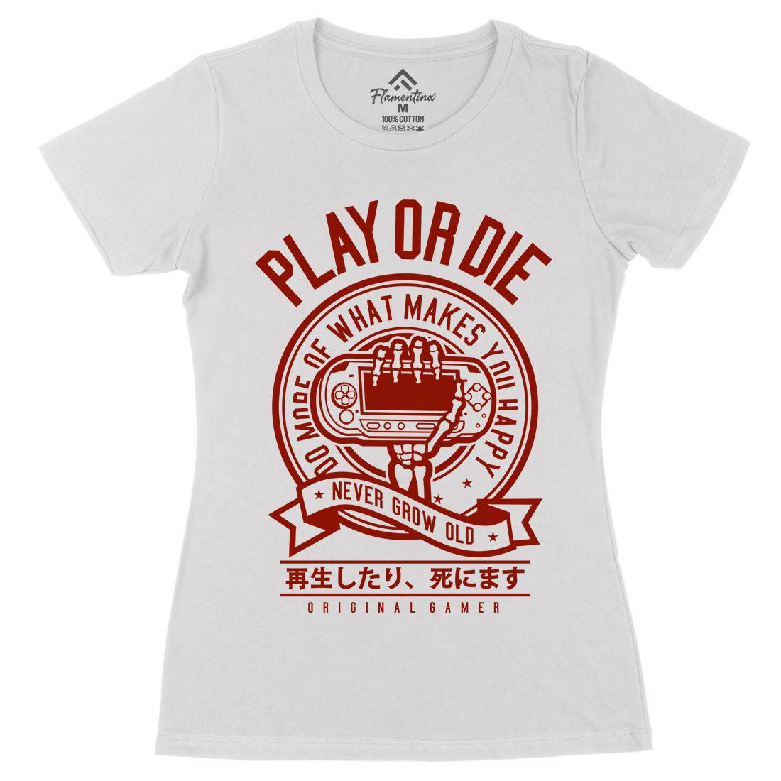 Play Or Die Womens Organic Crew Neck T-Shirt Geek A262