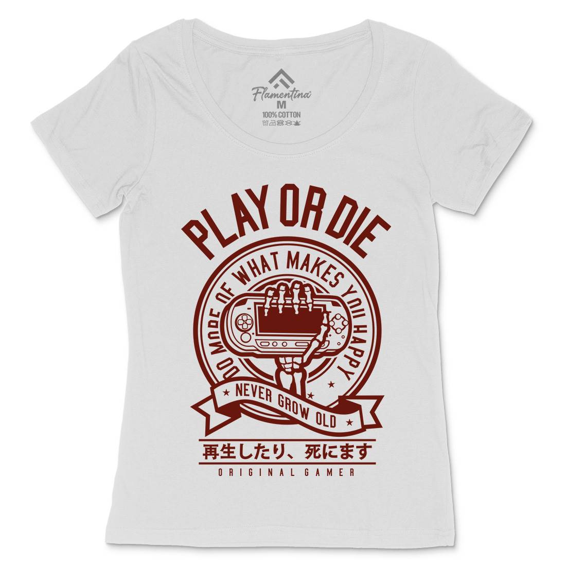 Play Or Die Womens Scoop Neck T-Shirt Geek A262