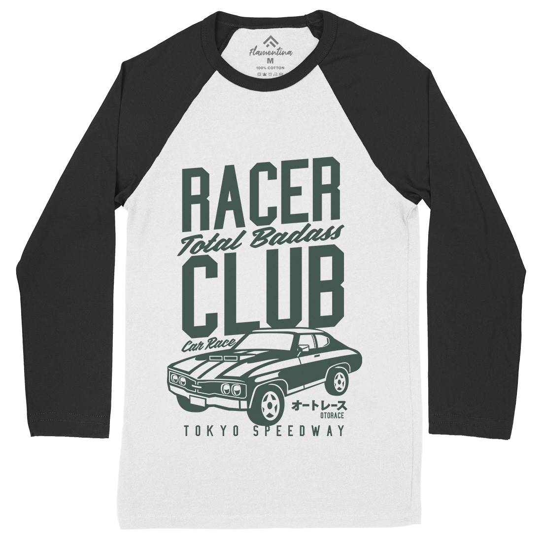 Racer Club Mens Long Sleeve Baseball T-Shirt Cars A263