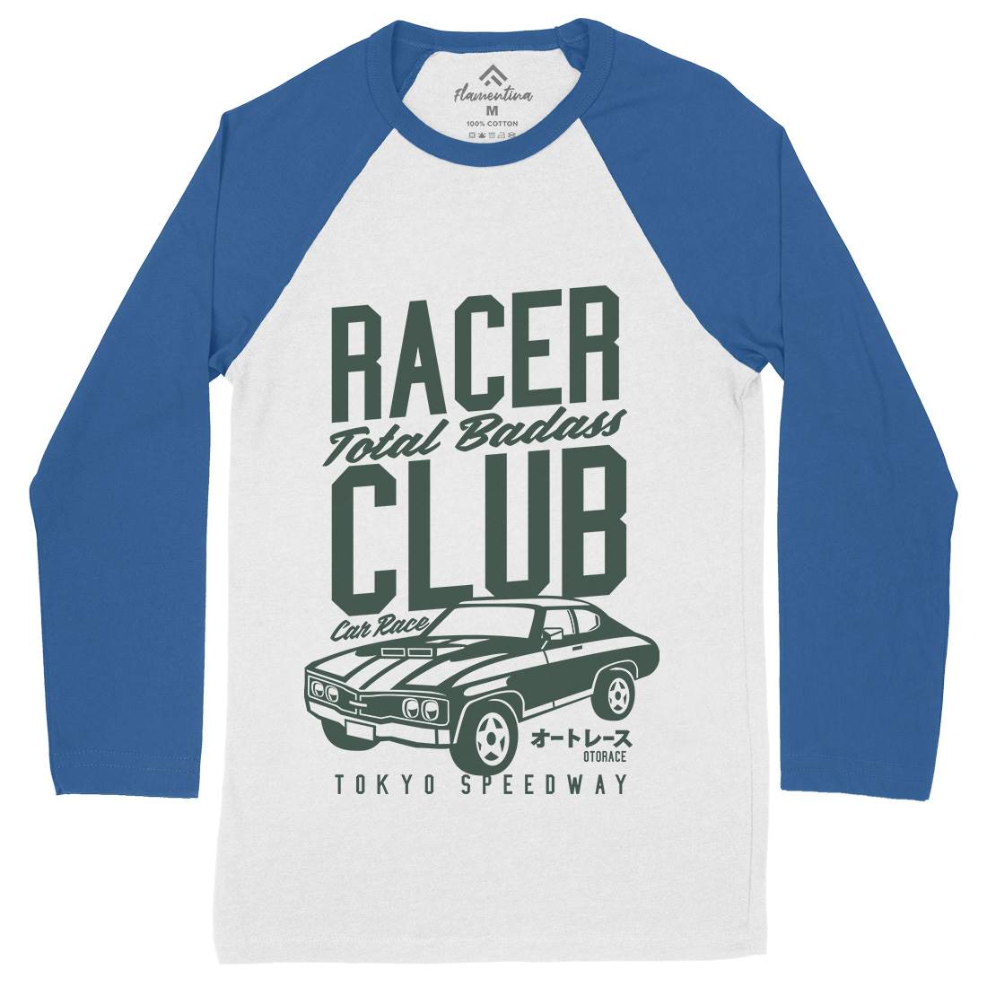Racer Club Mens Long Sleeve Baseball T-Shirt Cars A263