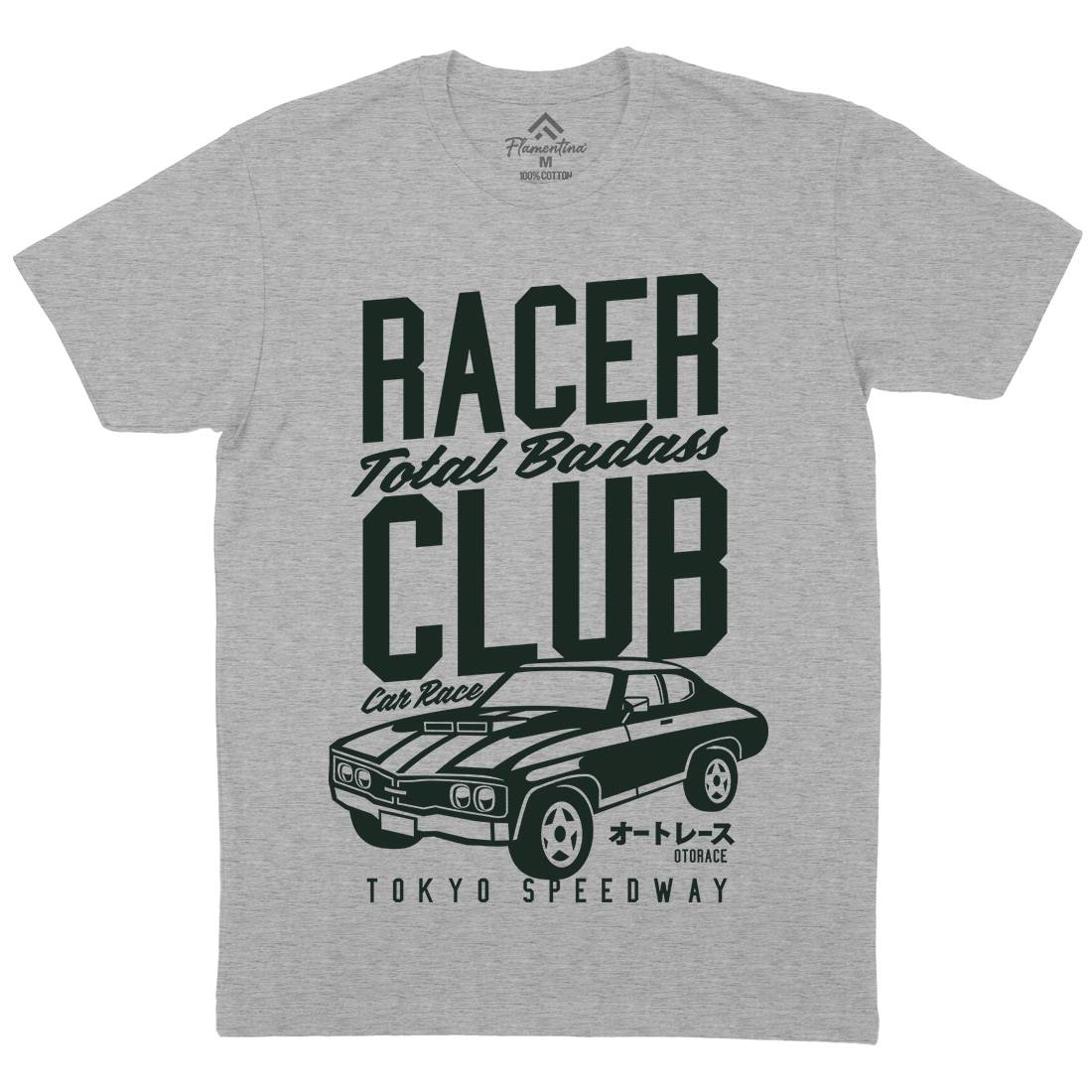 Racer Club Mens Organic Crew Neck T-Shirt Cars A263
