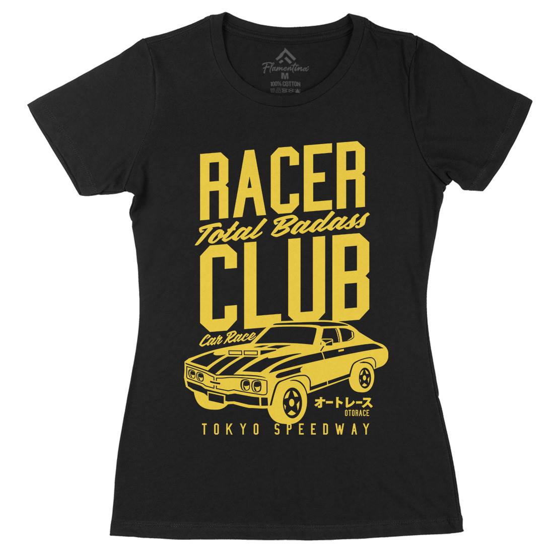 Racer Club Womens Organic Crew Neck T-Shirt Cars A263
