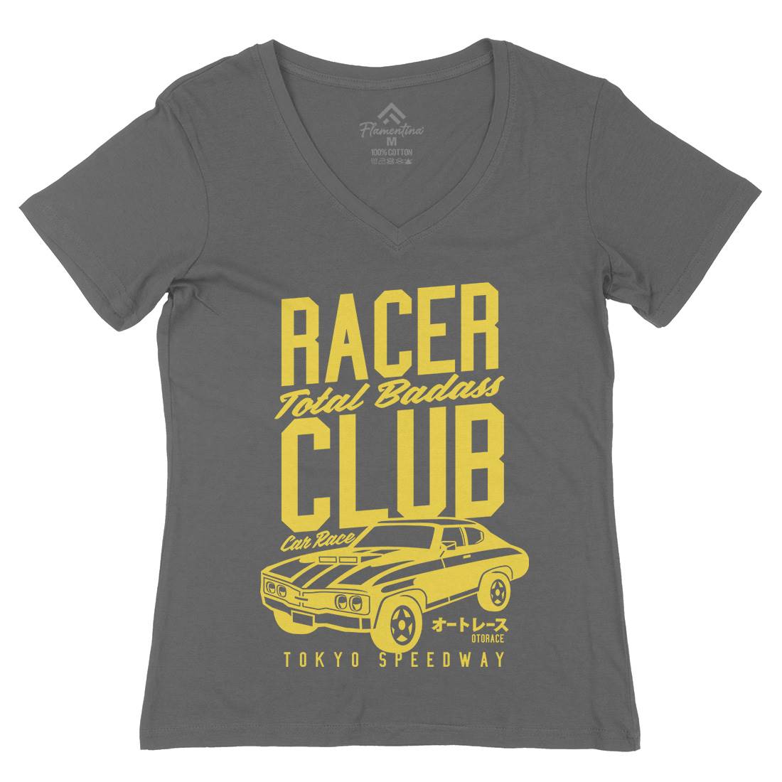 Racer Club Womens Organic V-Neck T-Shirt Cars A263