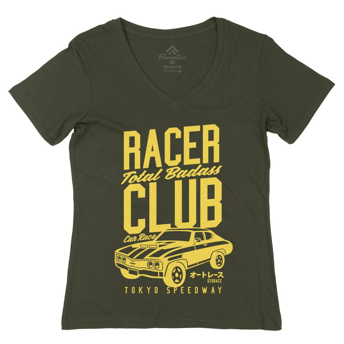 Racer Club Womens Organic V-Neck T-Shirt Cars A263