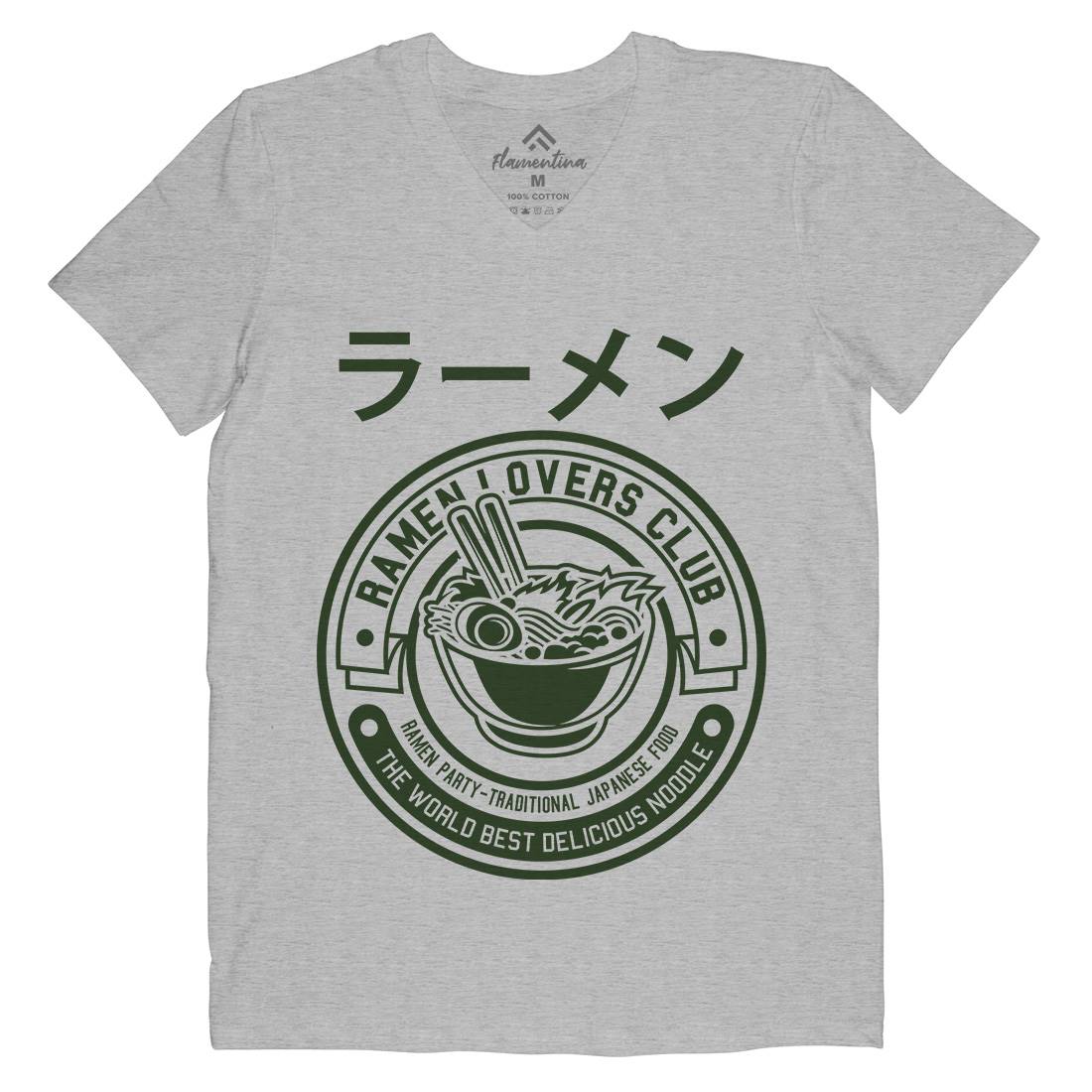 Ramen Mens Organic V-Neck T-Shirt Food A264
