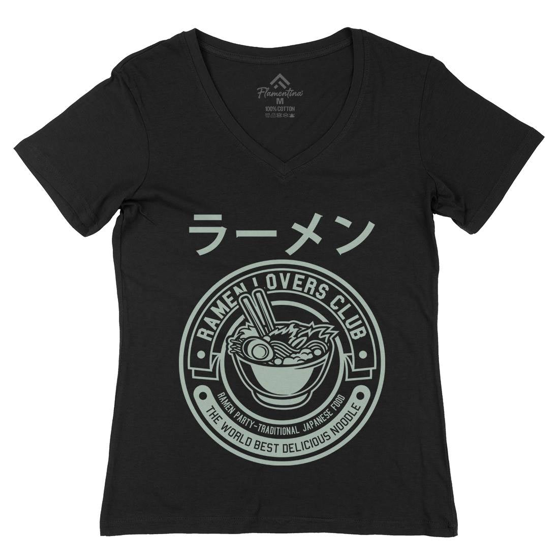 Ramen Womens Organic V-Neck T-Shirt Food A264