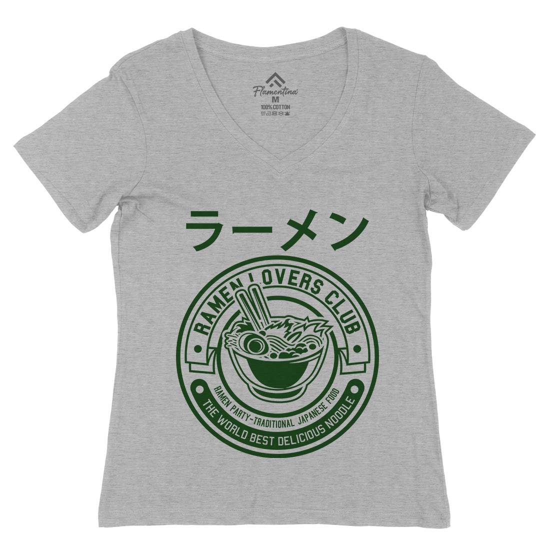 Ramen Womens Organic V-Neck T-Shirt Food A264