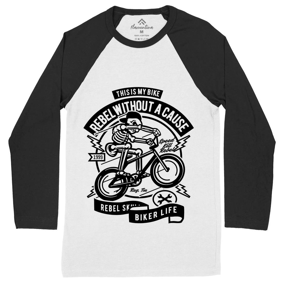 Rebel Without A Cause Mens Long Sleeve Baseball T-Shirt Motorcycles A265