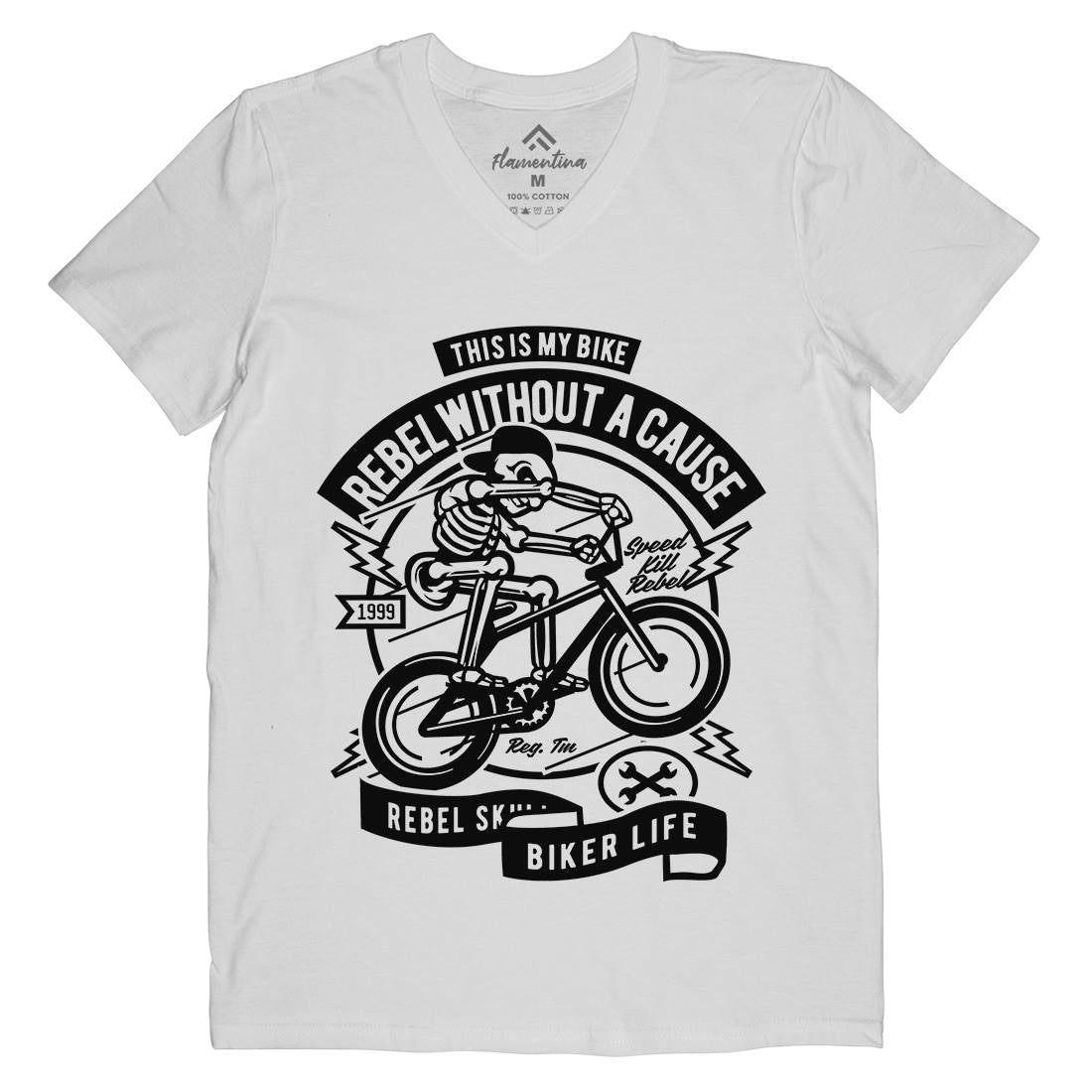 Rebel Without A Cause Mens Organic V-Neck T-Shirt Motorcycles A265