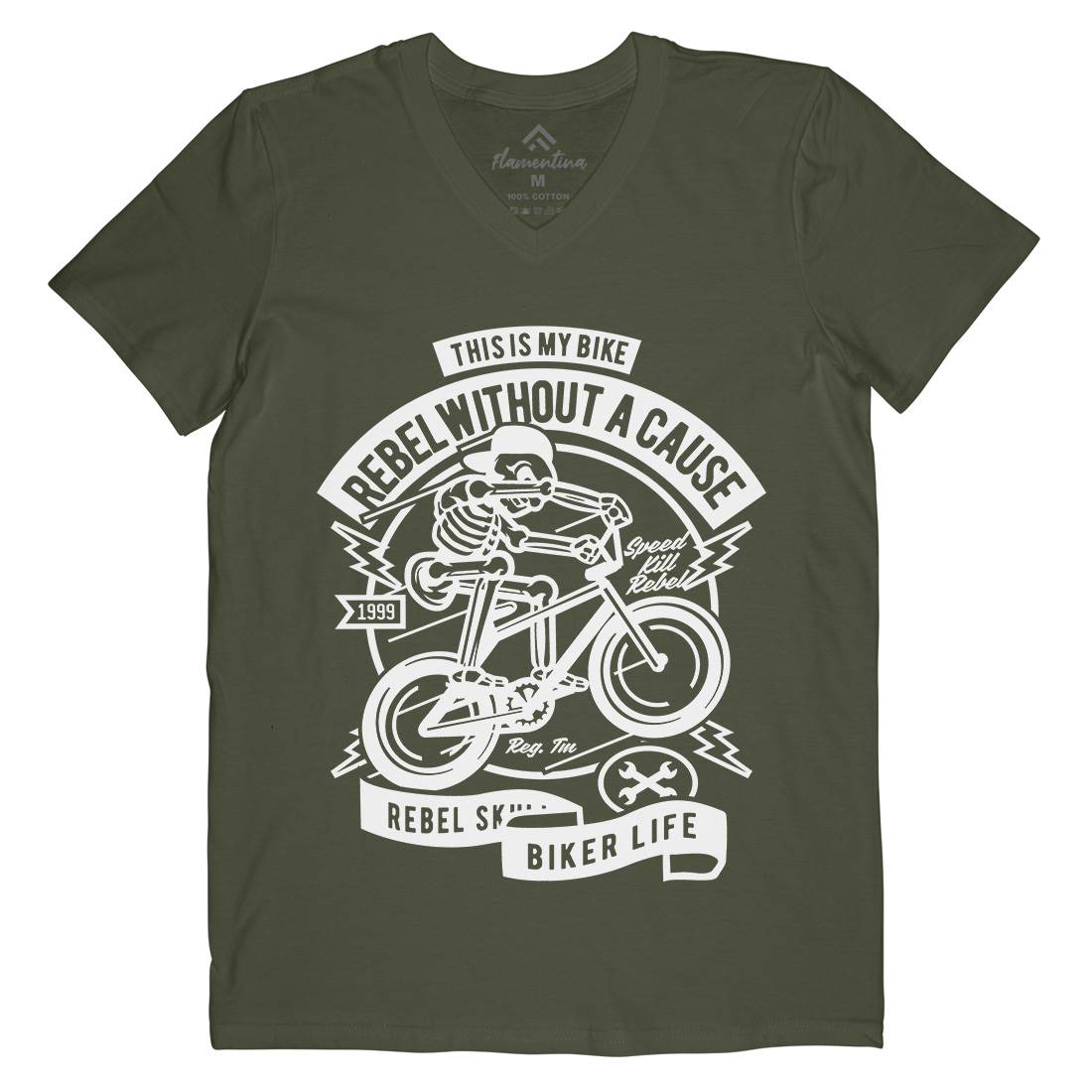 Rebel Without A Cause Mens Organic V-Neck T-Shirt Motorcycles A265