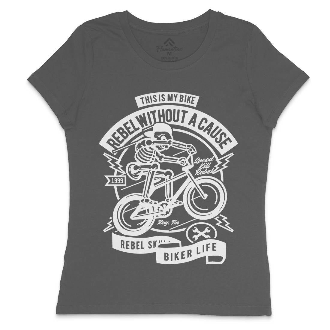 Rebel Without A Cause Womens Crew Neck T-Shirt Motorcycles A265