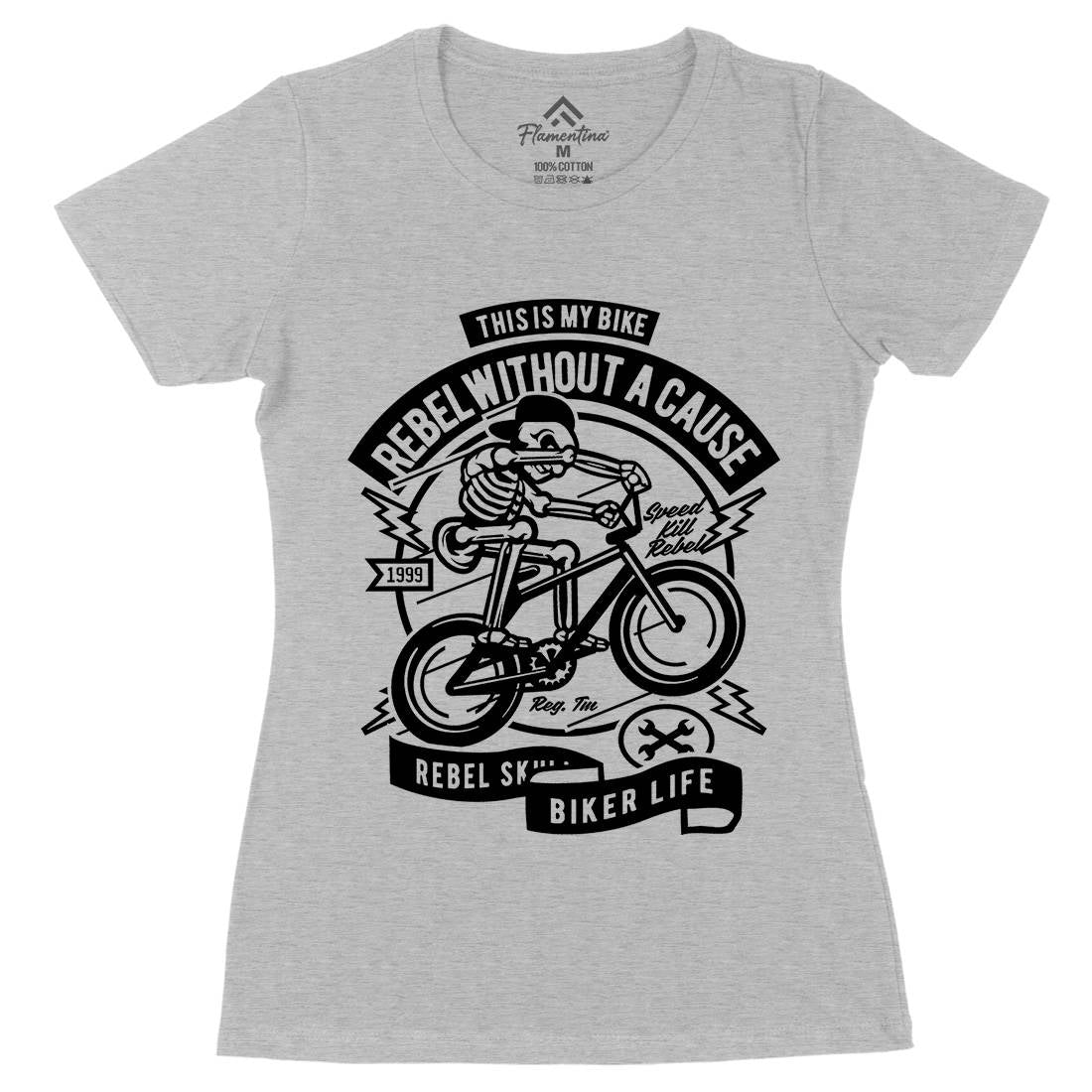 Rebel Without A Cause Womens Organic Crew Neck T-Shirt Motorcycles A265