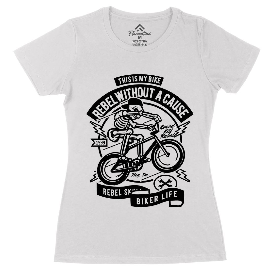 Rebel Without A Cause Womens Organic Crew Neck T-Shirt Motorcycles A265