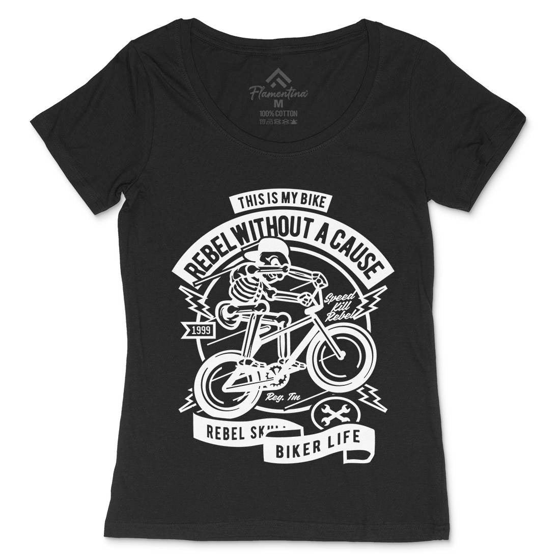 Rebel Without A Cause Womens Scoop Neck T-Shirt Motorcycles A265