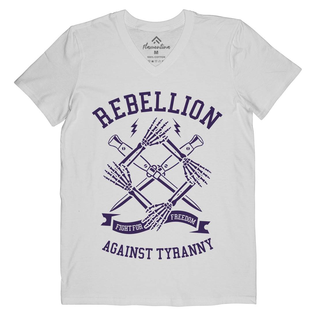 Rebellion Mens Organic V-Neck T-Shirt Illuminati A266