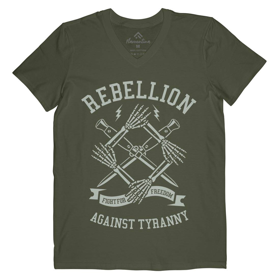 Rebellion Mens Organic V-Neck T-Shirt Illuminati A266