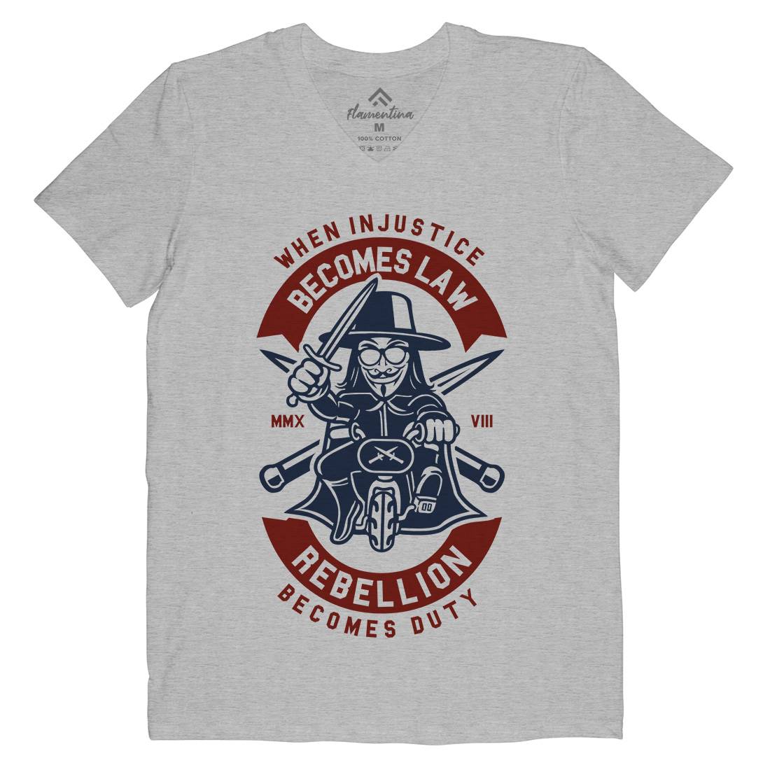 Rebellion Mens Organic V-Neck T-Shirt Illuminati A267
