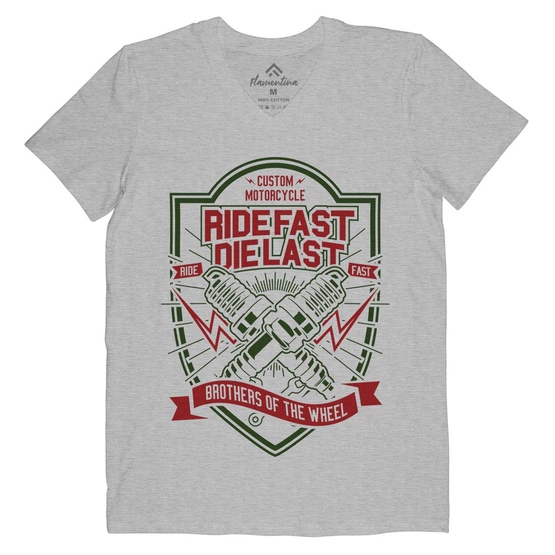 Ride Fast Mens Organic V-Neck T-Shirt Motorcycles A268