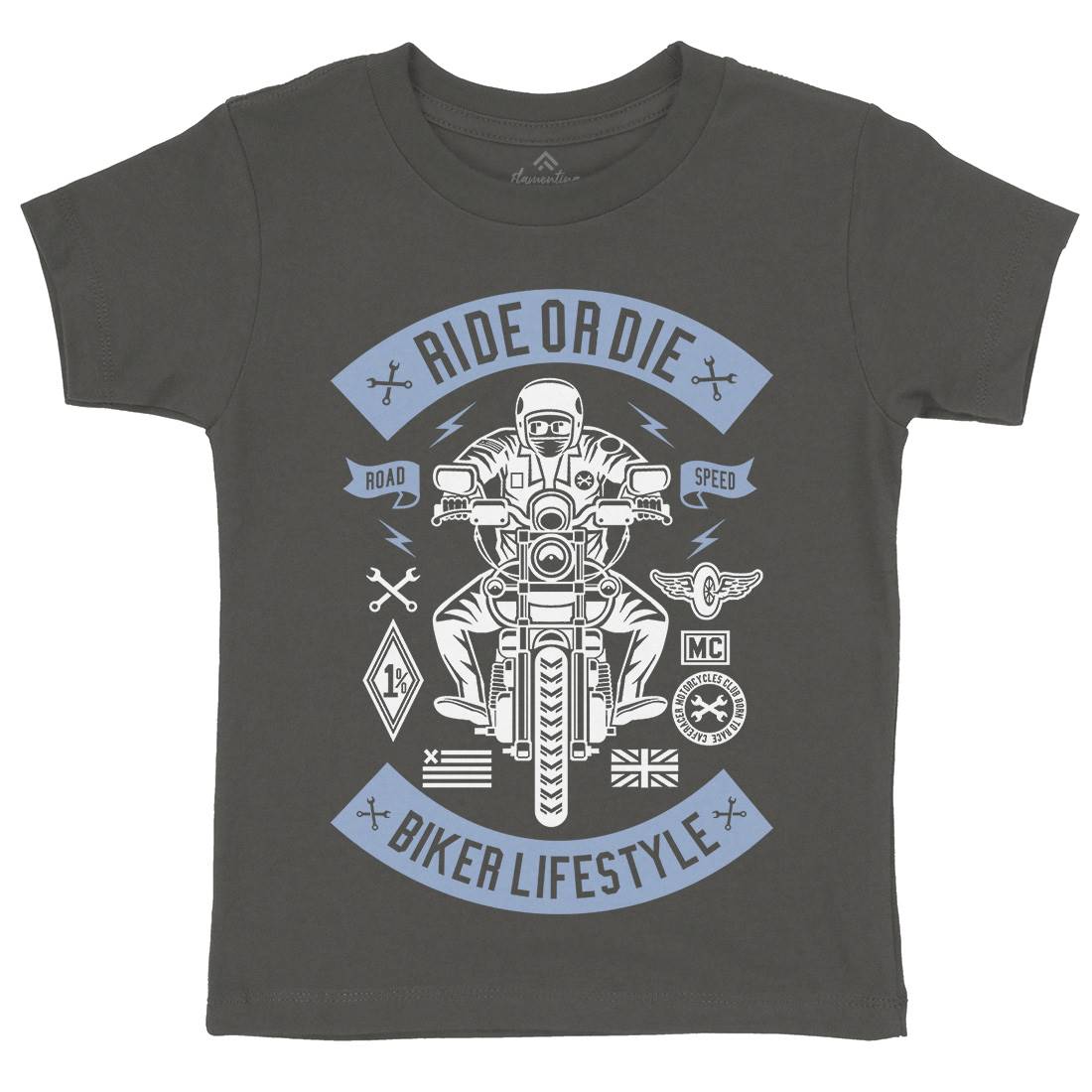 Ride Or Die Kids Organic Crew Neck T-Shirt Motorcycles A269