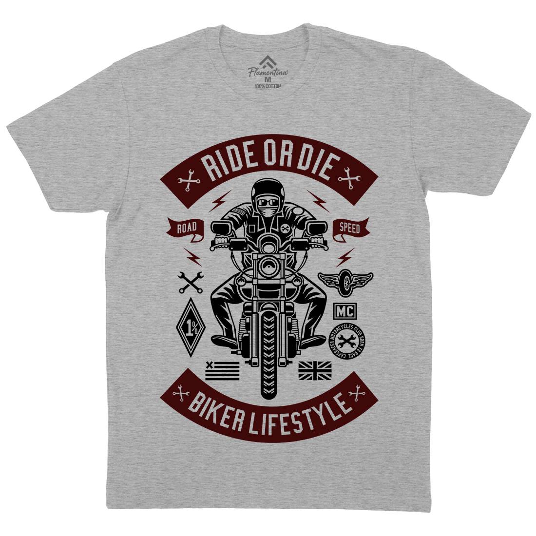 Ride Or Die Mens Organic Crew Neck T-Shirt Motorcycles A269