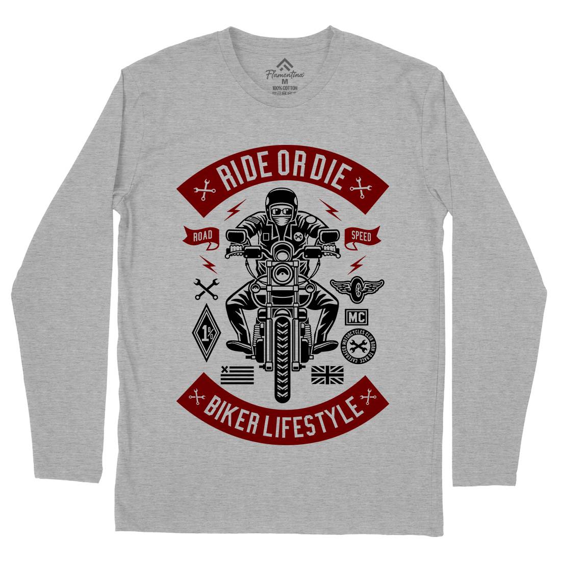 Ride Or Die Mens Long Sleeve T-Shirt Motorcycles A269