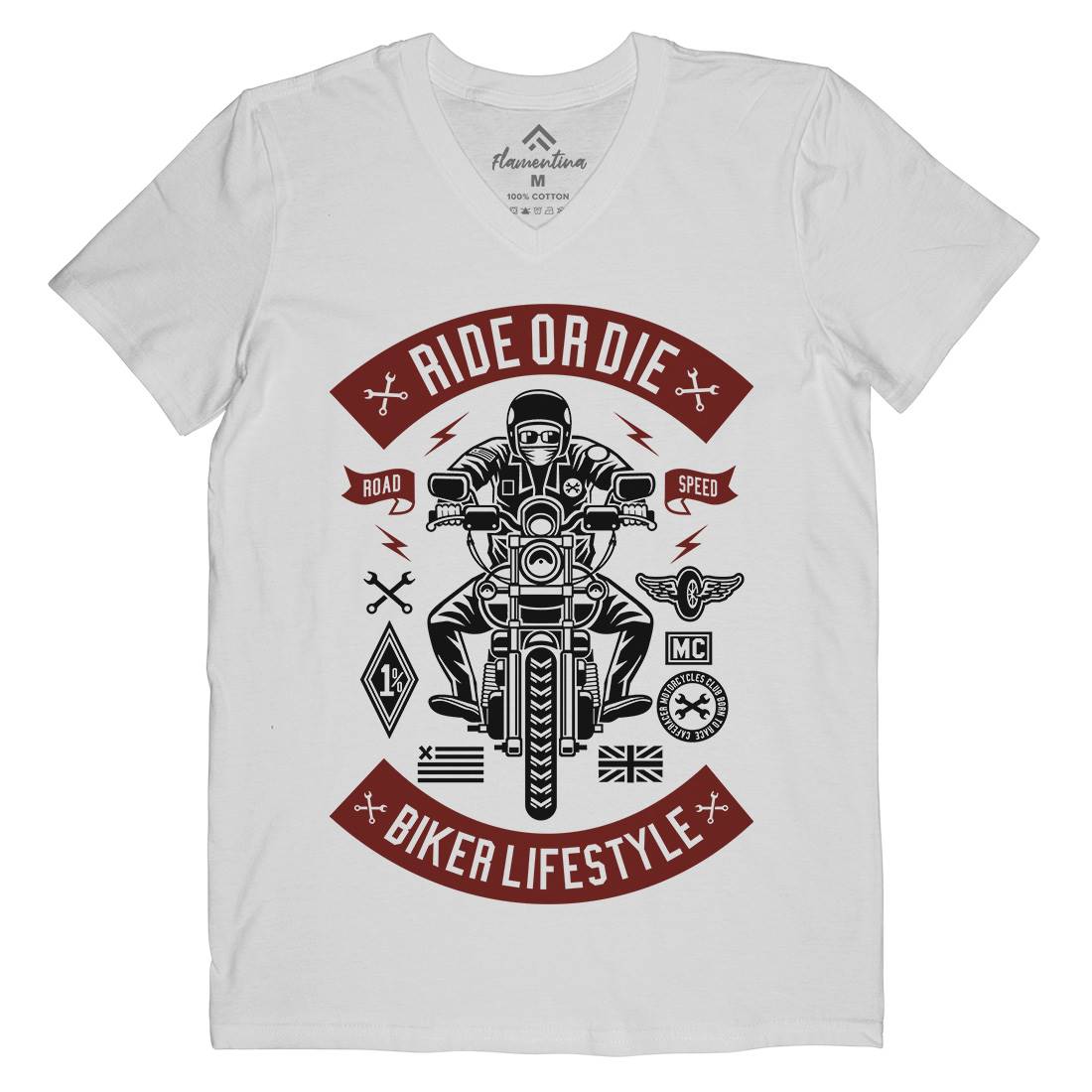 Ride Or Die Mens V-Neck T-Shirt Motorcycles A269