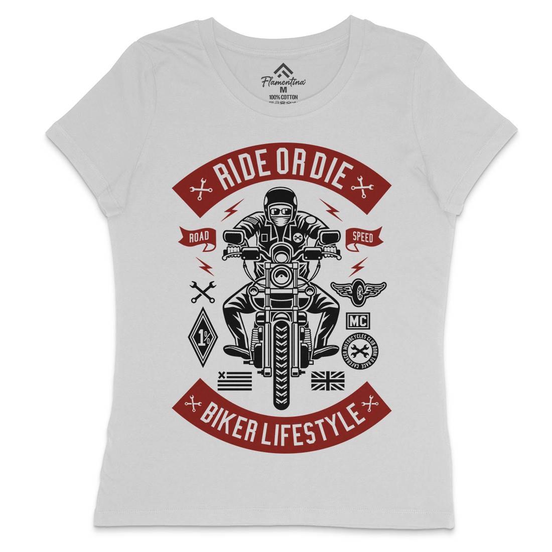 Ride Or Die Womens Crew Neck T-Shirt Motorcycles A269