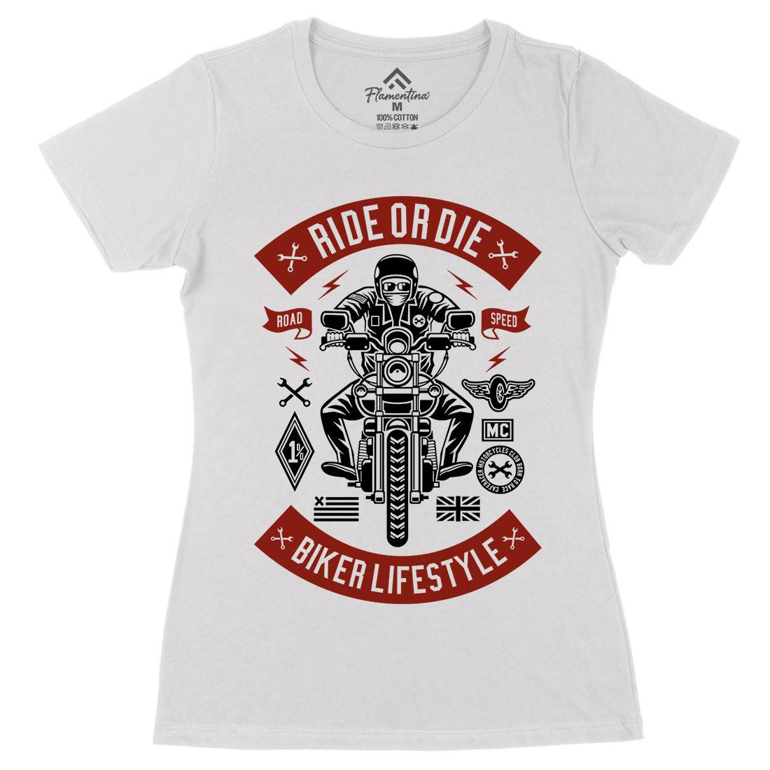 Ride Or Die Womens Organic Crew Neck T-Shirt Motorcycles A269