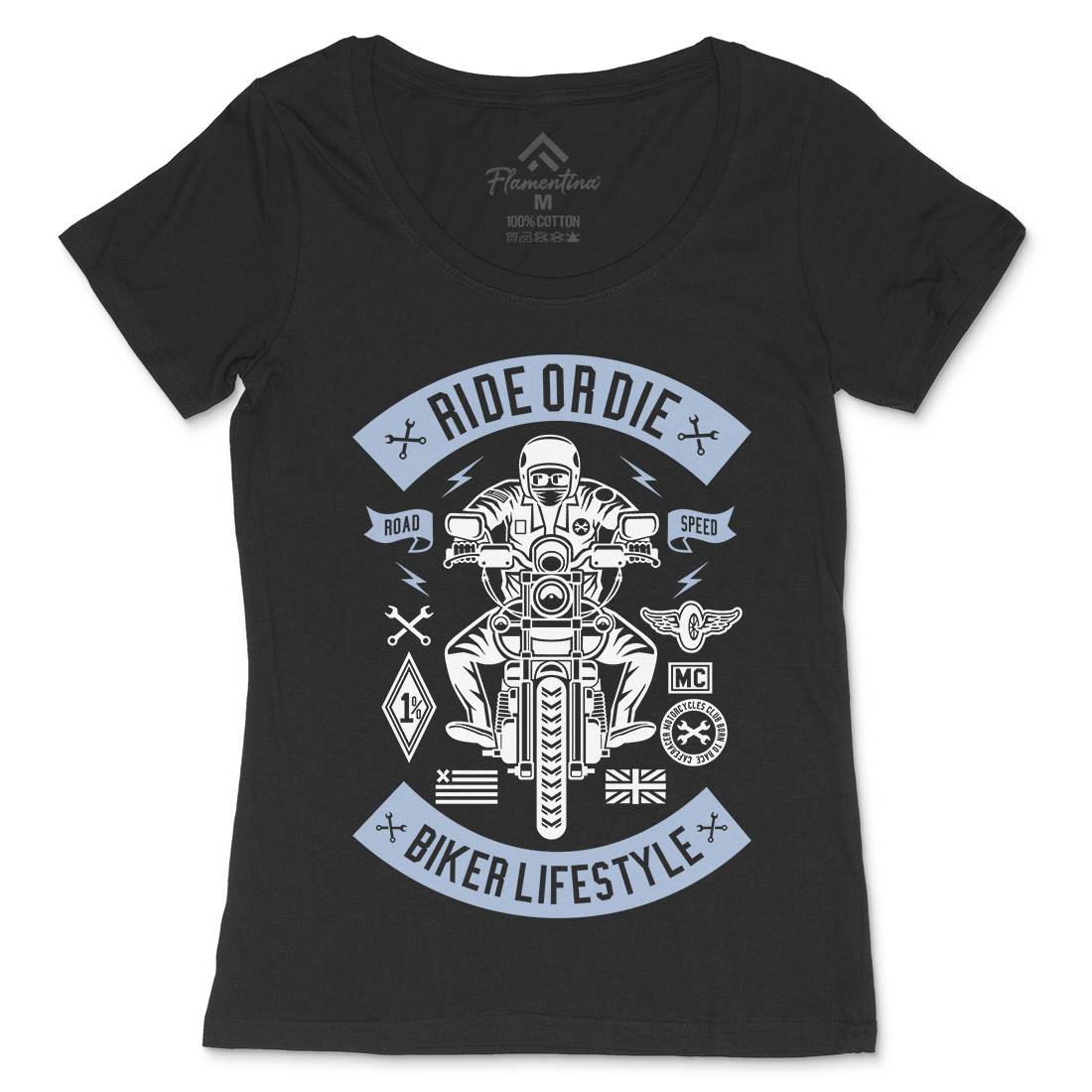 Ride Or Die Womens Scoop Neck T-Shirt Motorcycles A269