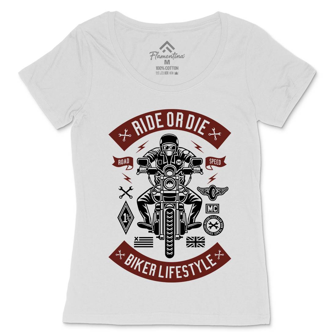 Ride Or Die Womens Scoop Neck T-Shirt Motorcycles A269