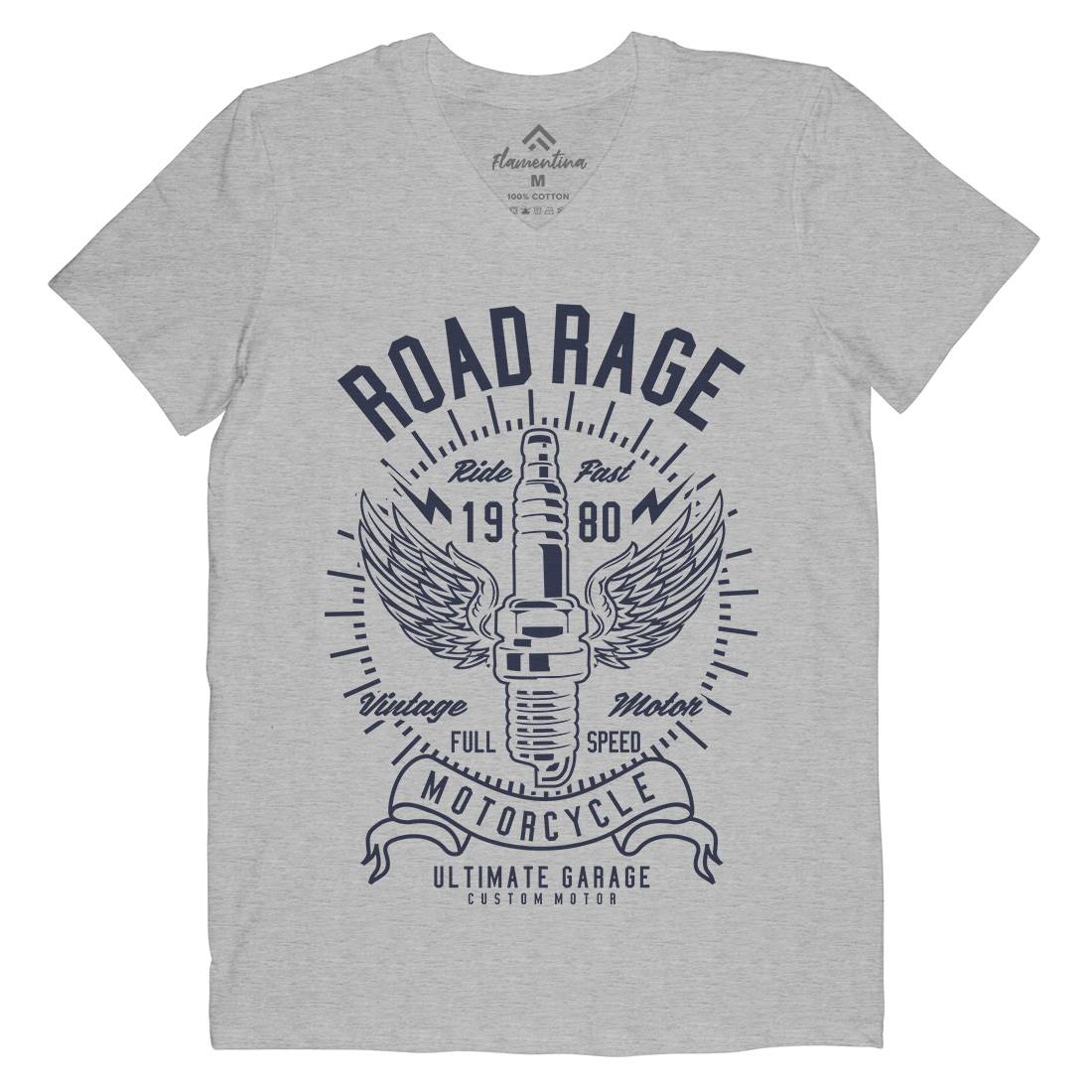 Road Rage Mens Organic V-Neck T-Shirt Motorcycles A270