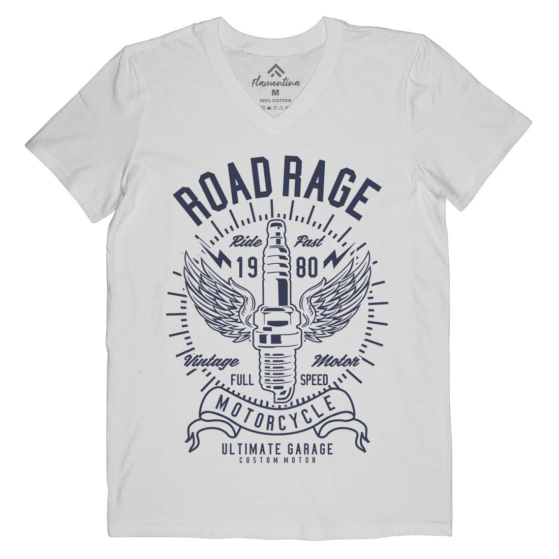 Road Rage Mens Organic V-Neck T-Shirt Motorcycles A270