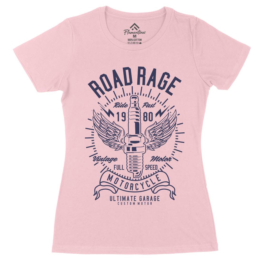 Road Rage Womens Organic Crew Neck T-Shirt Motorcycles A270