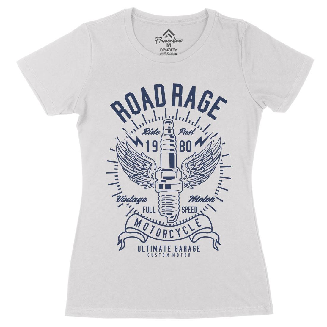 Road Rage Womens Organic Crew Neck T-Shirt Motorcycles A270