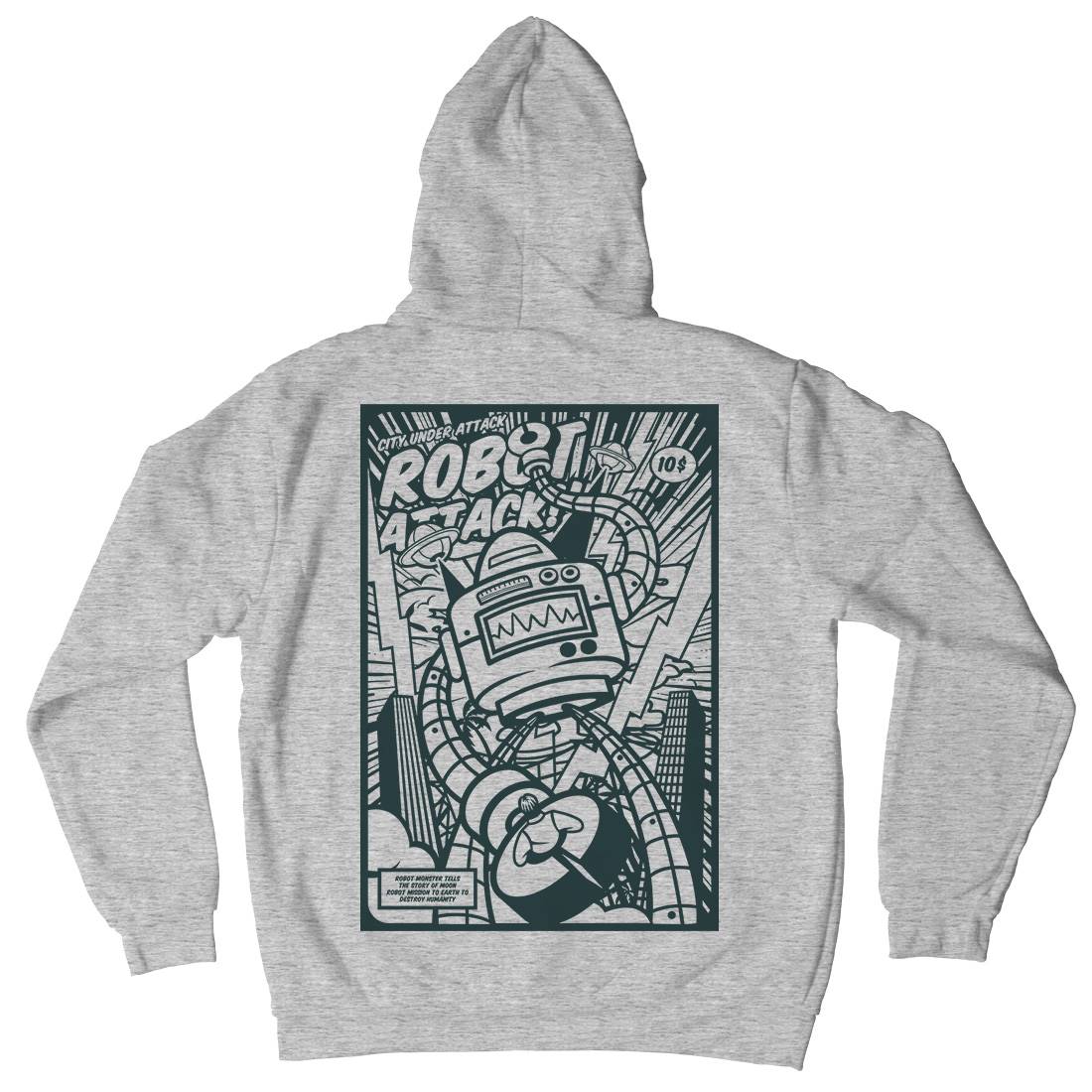 Robot Attack Mens Hoodie With Pocket Space A271