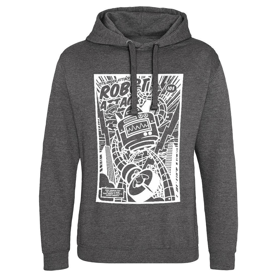 Robot Attack Mens Hoodie Without Pocket Space A271