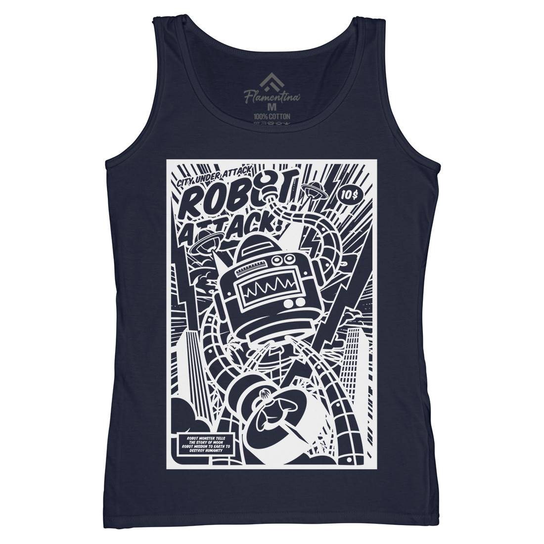 Robot Attack Womens Organic Tank Top Vest Space A271