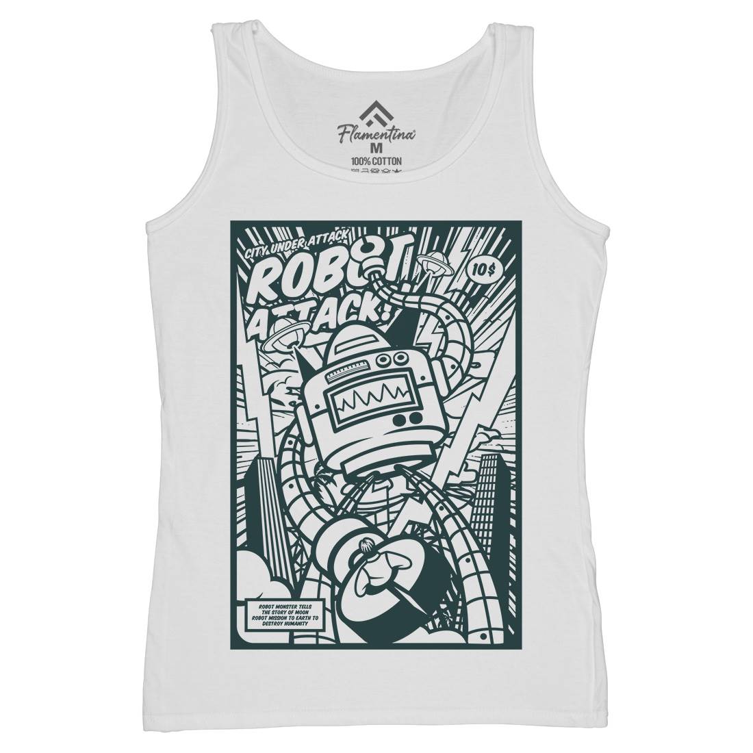 Robot Attack Womens Organic Tank Top Vest Space A271