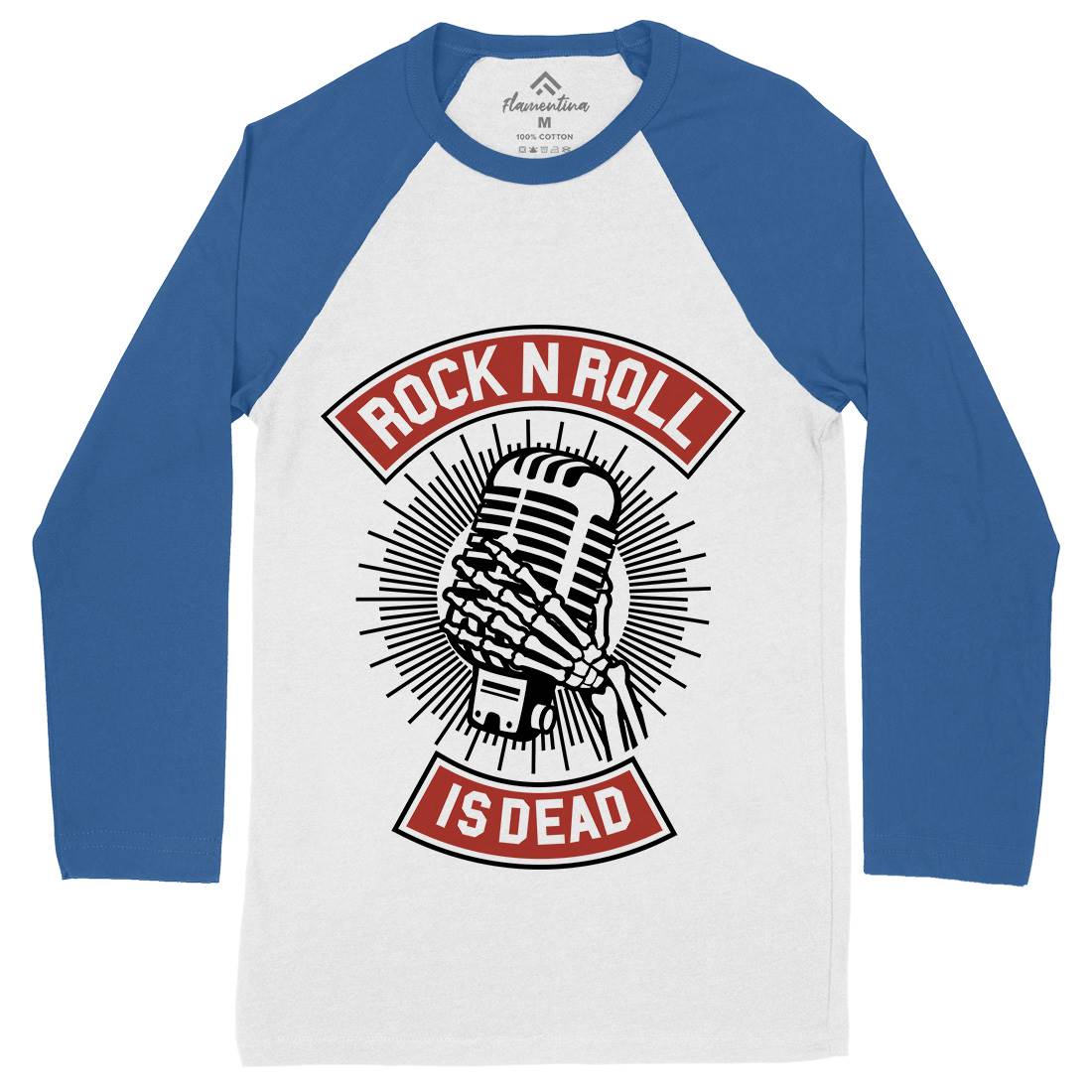Rock N Roll Is Dead Mens Long Sleeve Baseball T-Shirt Music A272