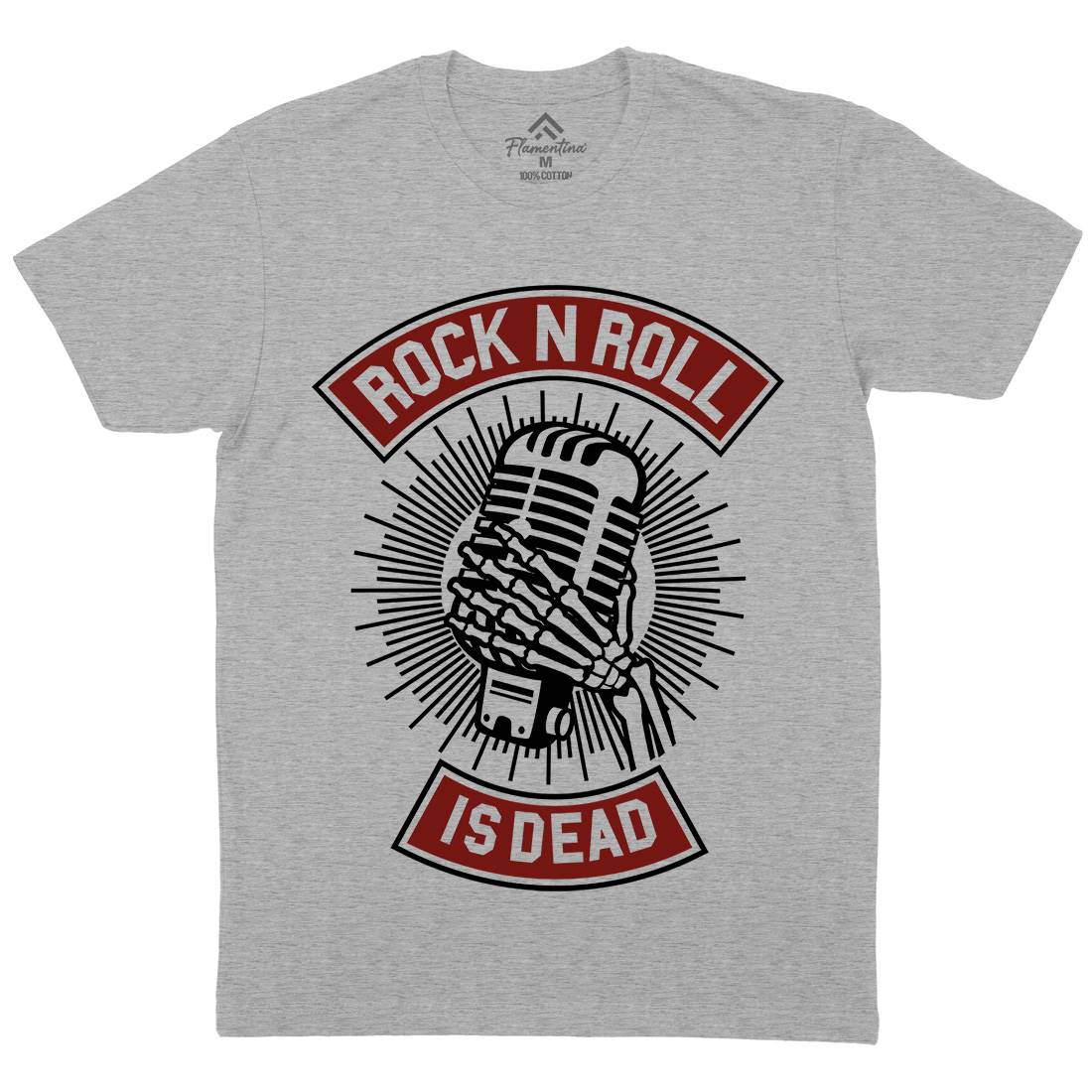 Rock N Roll Is Dead Mens Organic Crew Neck T-Shirt Music A272
