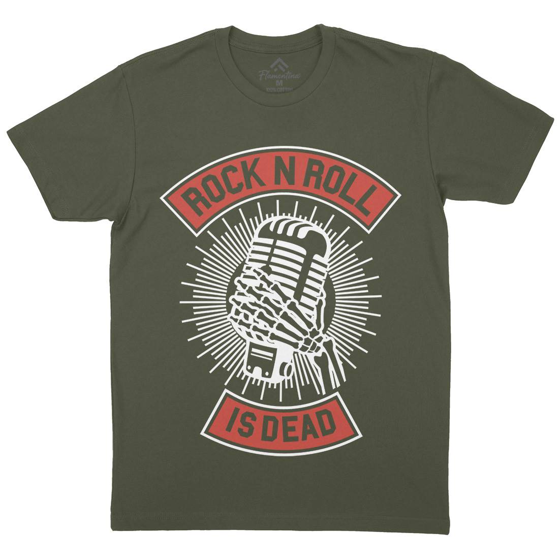Rock N Roll Is Dead Mens Organic Crew Neck T-Shirt Music A272