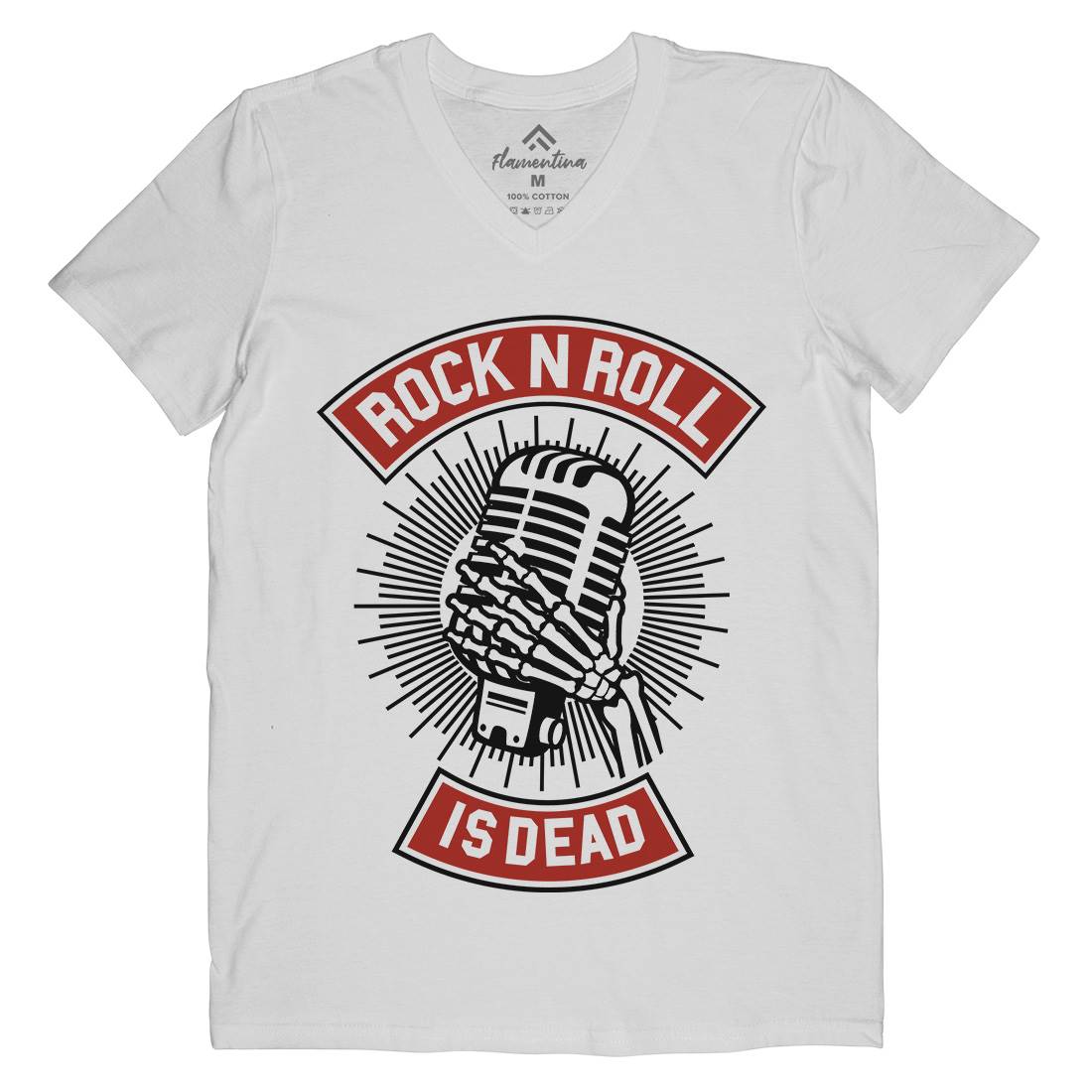 Rock N Roll Is Dead Mens Organic V-Neck T-Shirt Music A272